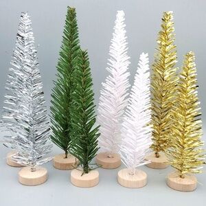 Bullseye's Playground Tinsel Trees In Gold, Green, Silver & White 8pcs
